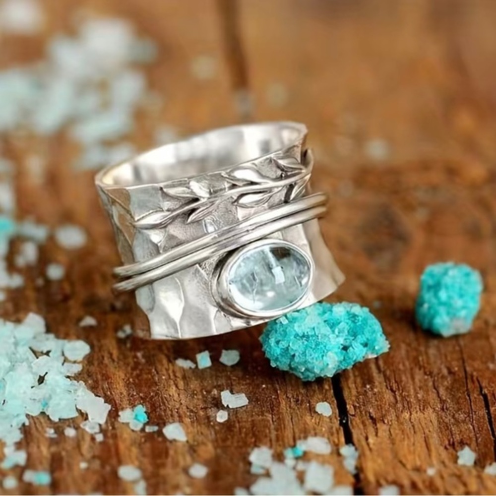 Silver Ring with Blue Gemstone